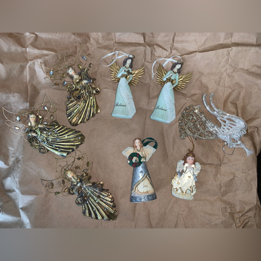Elegant Gold and Silver Angel Ornaments Set